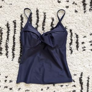 Athleta Navy Twist-Front Tankini Top
